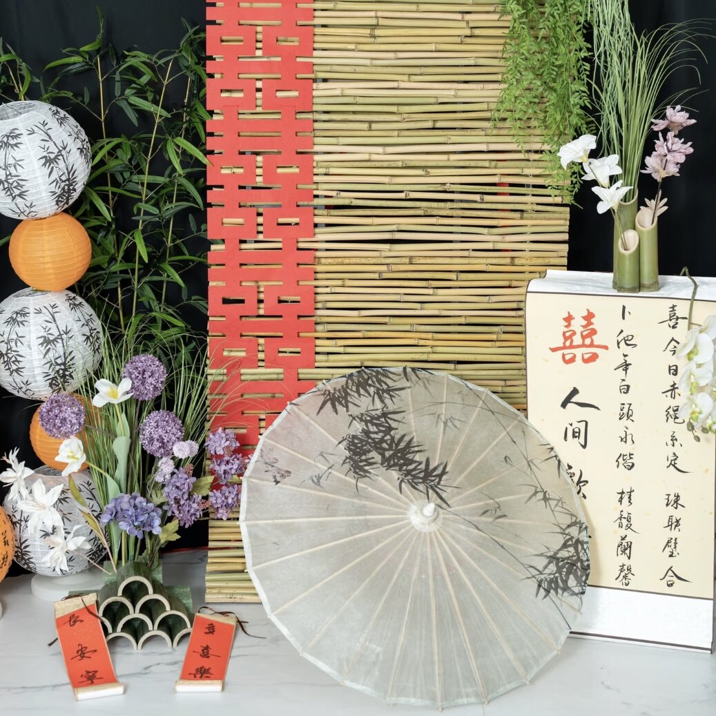 新中式竹防雨防水油纸伞拍照图片