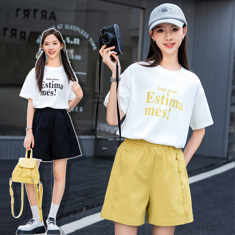 少女夏季运动服套装短裤时尚