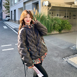 民族风撞色假两件连帽羽绒服女2025冬季新款设计感短款白鸭绒外套，女装羽绒服，2C186