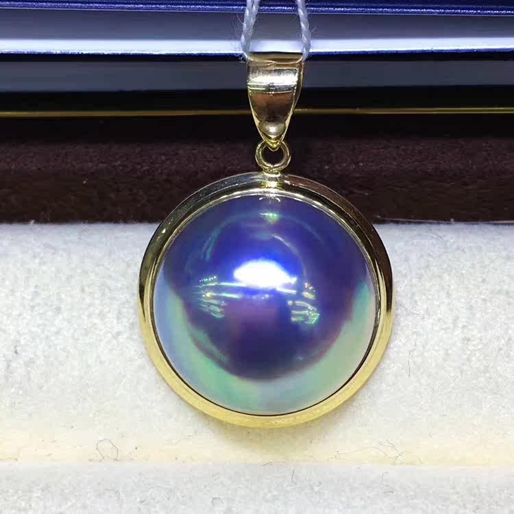 18K天然日本马贝珍珠吊坠 极光炫彩海蓝绿 海珠镶嵌定制 日本成品在类目 珠宝/钻石/翡翠/黄金, 天然珍珠（新）, 颈饰中 - 来自Buy2taobao.com提供专业的淘宝代购服务