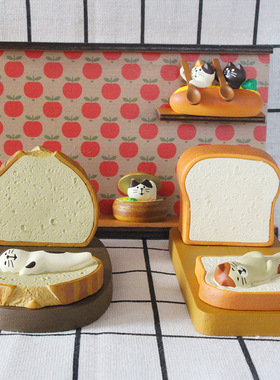 创意可爱日式吐司泡芙猫咪桌面