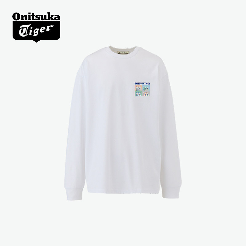 Onitsuka Tiger鬼塚虎男女春季圆领舒适时尚印花长袖T恤衫