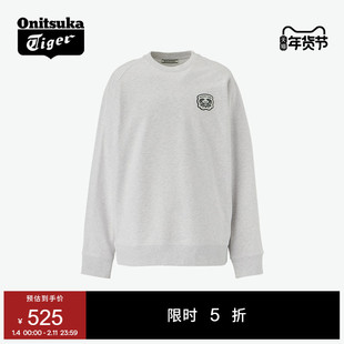 Onitsuka Tiger鬼塚虎官方男女同款冬季花灰色圆领套头长袖卫衣