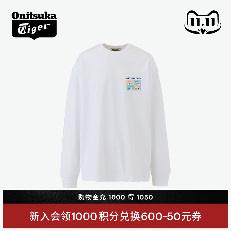 鬼塚虎男女时尚休闲印花长袖T恤