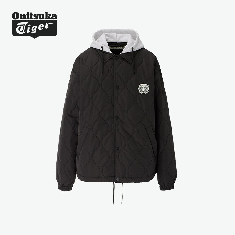Onitsuka Tiger鬼塚虎男女同款休闲舒适棉服时尚连帽夹克外套