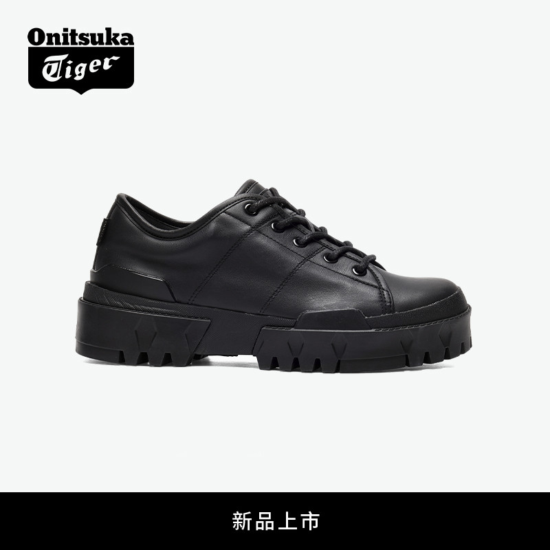 鬼塚虎黑色时尚休闲运动鞋