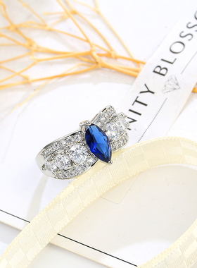 明星同款水滴马眼日锆石韩戒指