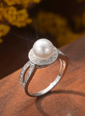 复古多巴胺珍珠戒指女