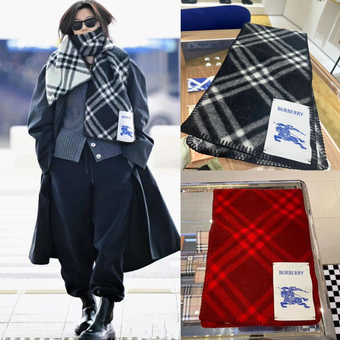 正品代购羊绒围巾明星同款格纹围脖情侣披肩男女款冬季保暖