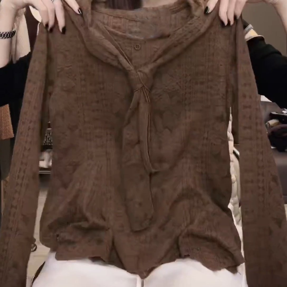 欧洲站时髦v领拼接纯色长袖针织衫女2026新款洋气上衣