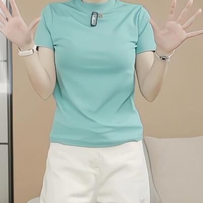 纯色短袖T恤女2026春夏新款圆领百搭基础打底t恤修身显瘦上衣