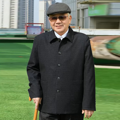 翻领春秋宽松纽扣夹克