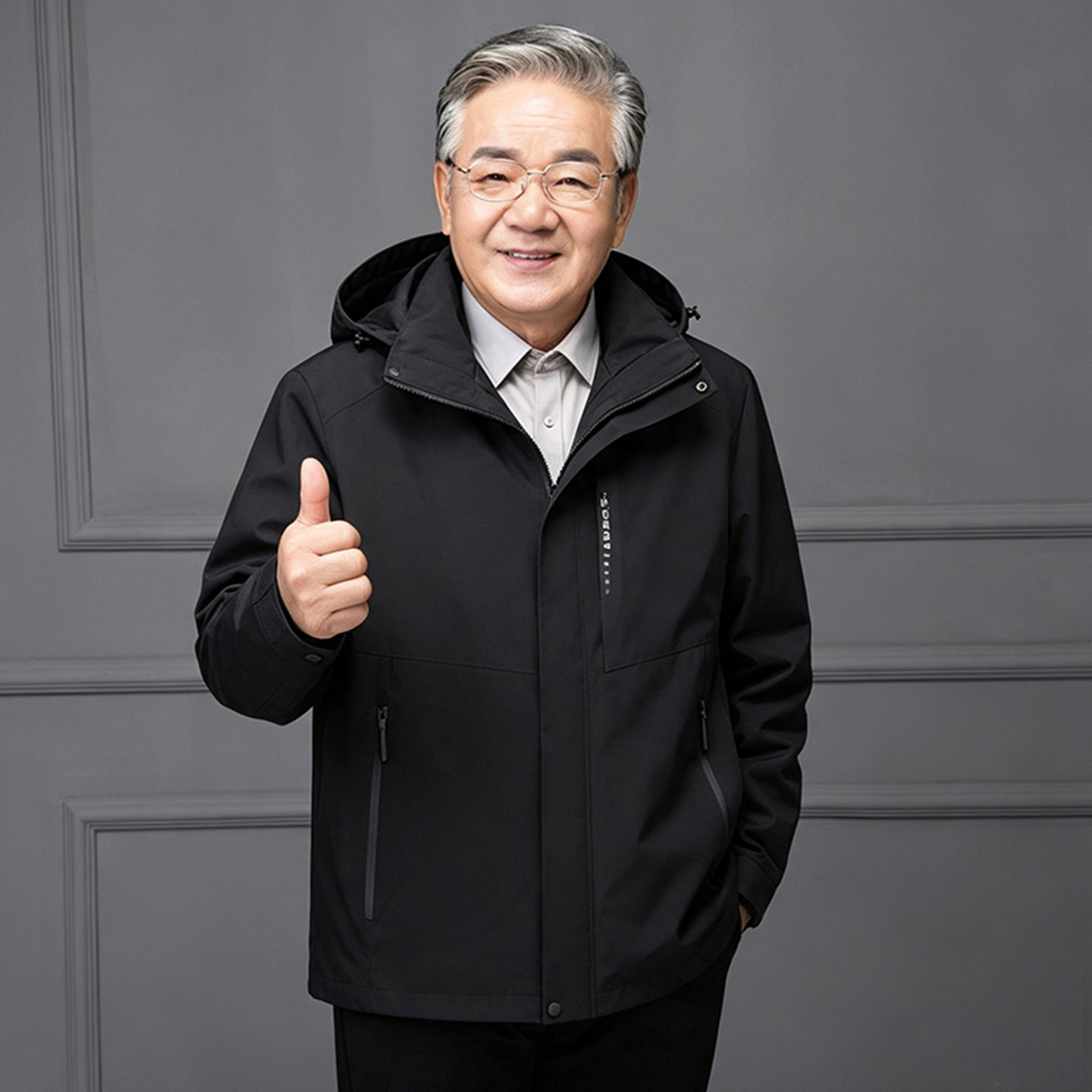 爷爷老人可拆卸两件套冲锋衣爸爸