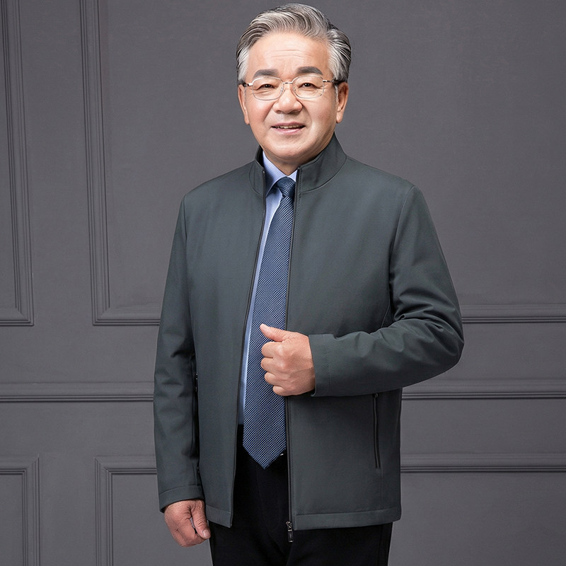 春夏秋中老年爸爸装立领薄款夹克