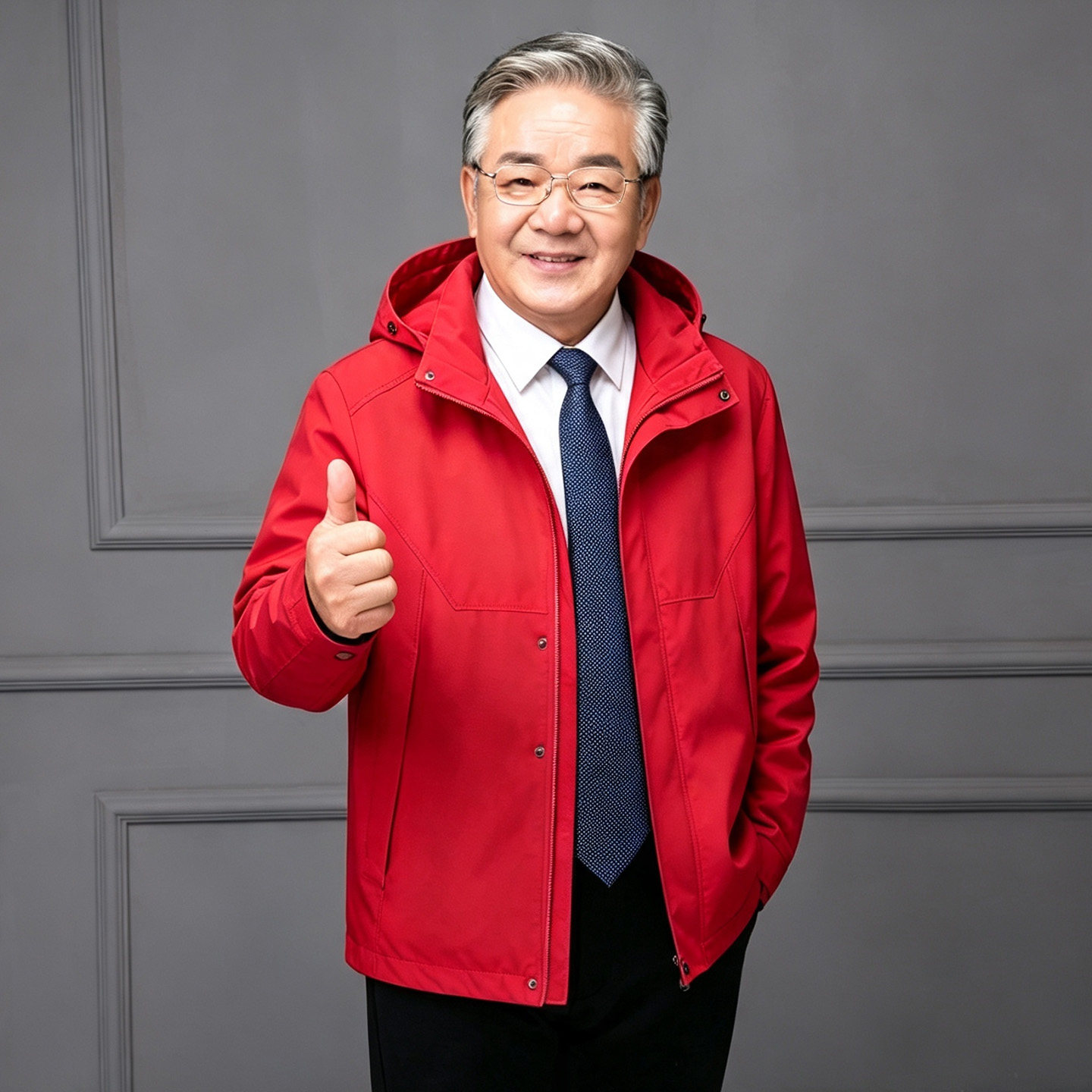 中老年男秋冬加绒可拆两件夹克