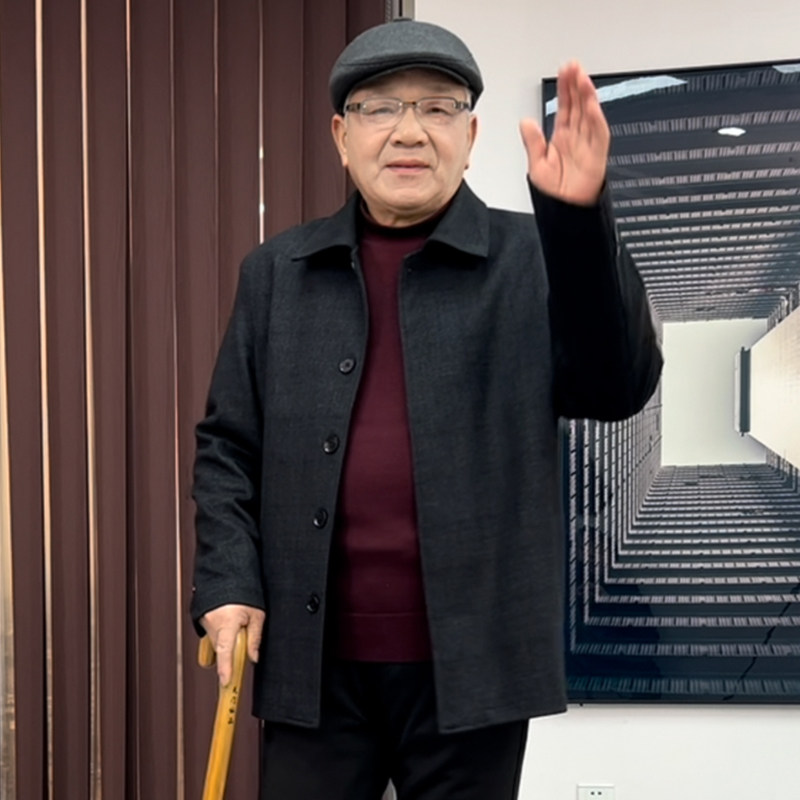 中老年春季新款夹克男士翻领宽松爷爷外套中年春秋商务休闲爸爸装