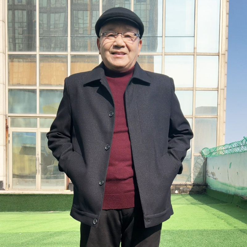 爸爸外套春秋季男士夹克中年商务纽扣上衣中老年爷爷衣服干部秋装