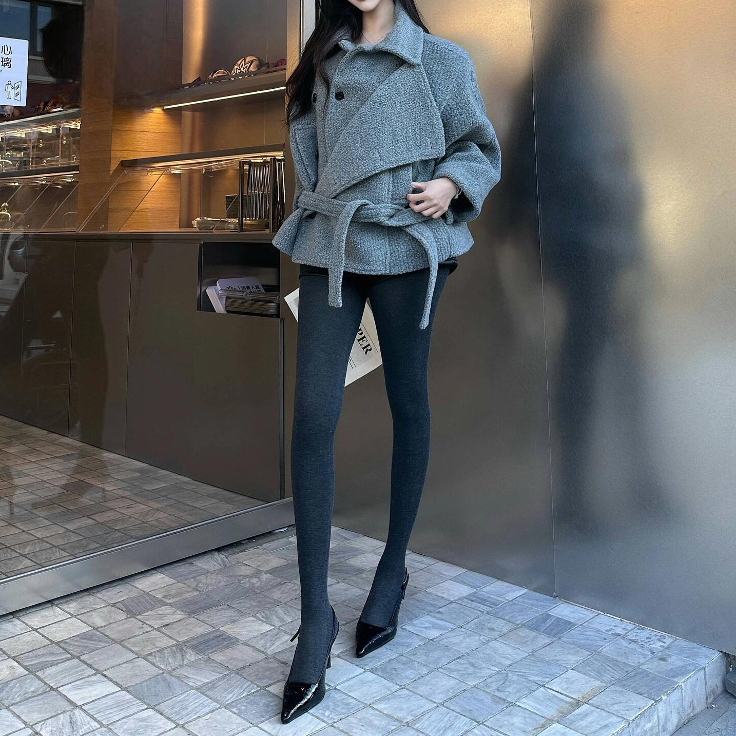 精梳棉高腰连裤袜子女 秋冬季高腰美腿塑形外穿miu系不掉裆打底裤