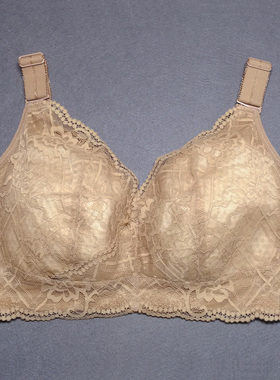 大胸显小文胸薄款无钢圈无海绵大码大号100F女士内衣全罩杯90C95D