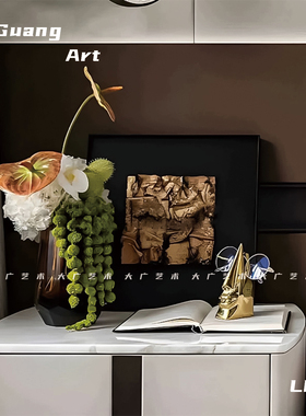 半手工玻璃花瓶装饰花艺意式轻奢