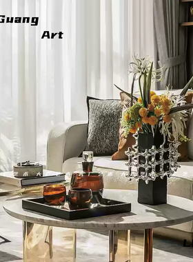 大广 简约现代客厅茶几组合摆件 居家软装花艺样板房酒店桌面摆设