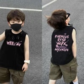 儿童美式 夏装 背心薄款 2024新款 男童帅气无袖 t恤纯棉潮流上衣