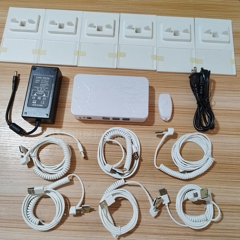 手机防盗器展示架适用苹果华为体验台一拖六展示桌报警器type-c线