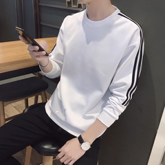 Autumn and winter new solid color round neck sweater for men's loose fitting