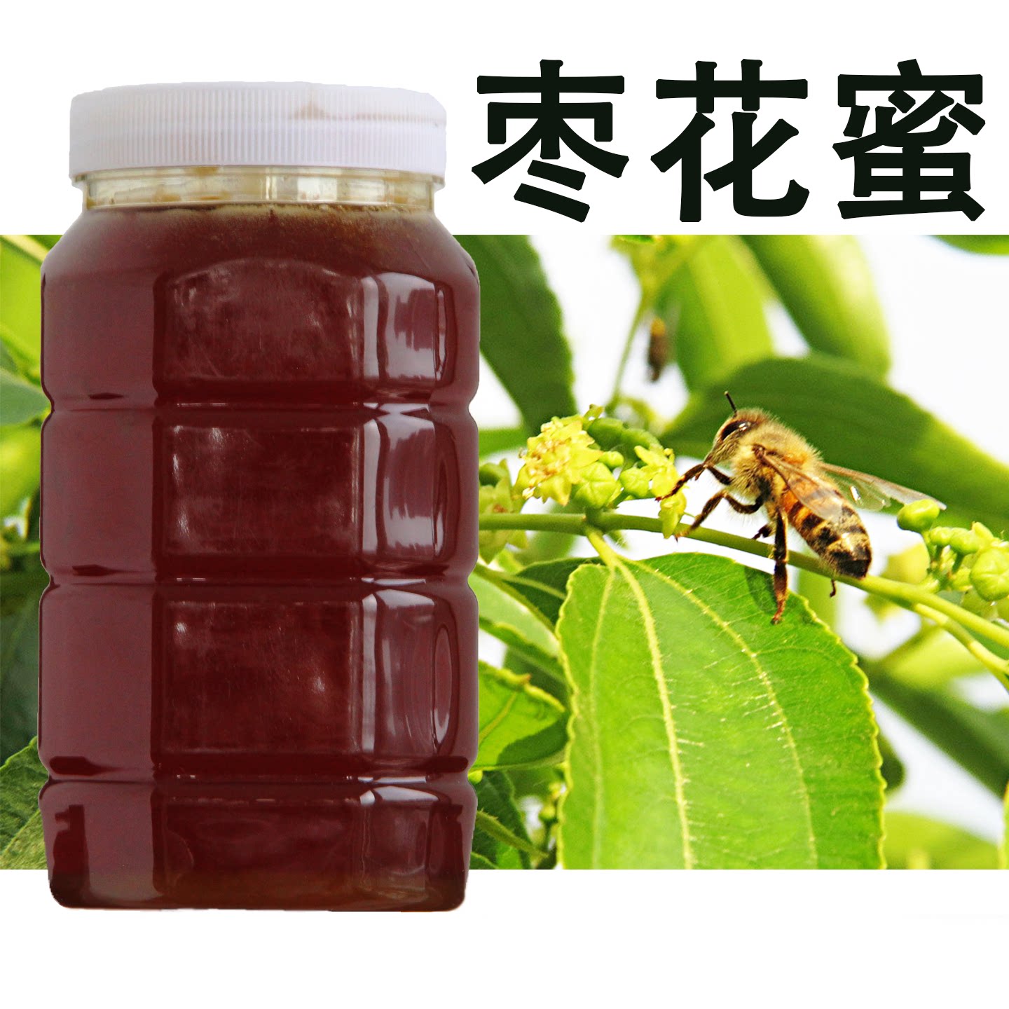 成熟枣花蜂蜜瓶两斤装纯天然农家自产土蜂蜜滋补养生家庭装山花蜜