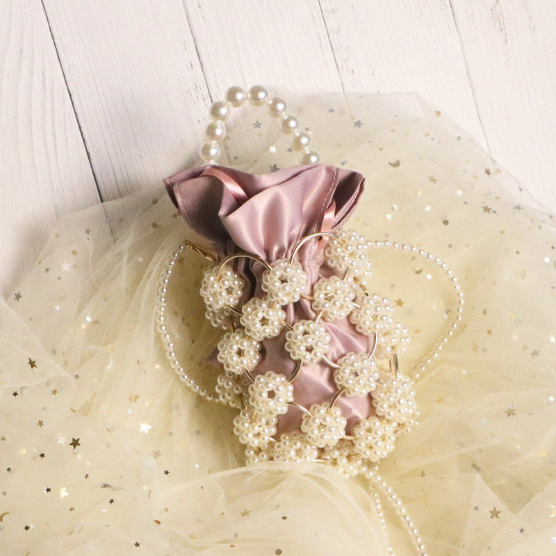 珍珠球球包金属小环手提斜挎包 2021口红零钱包DIY手工串珠材料包