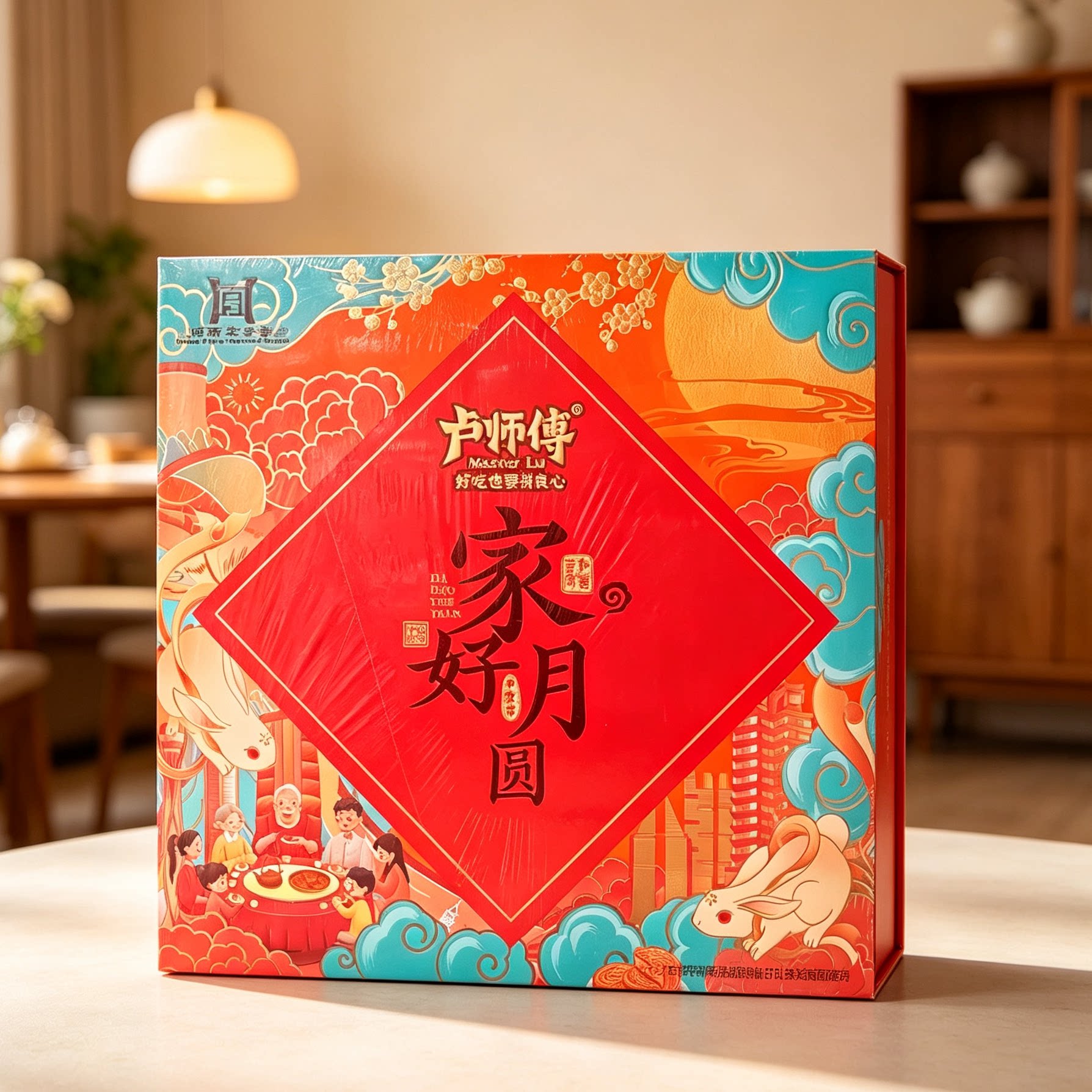 家好月圆月饼礼盒605克伍仁软月饼椒盐奶香花生酥豆沙品质送长辈