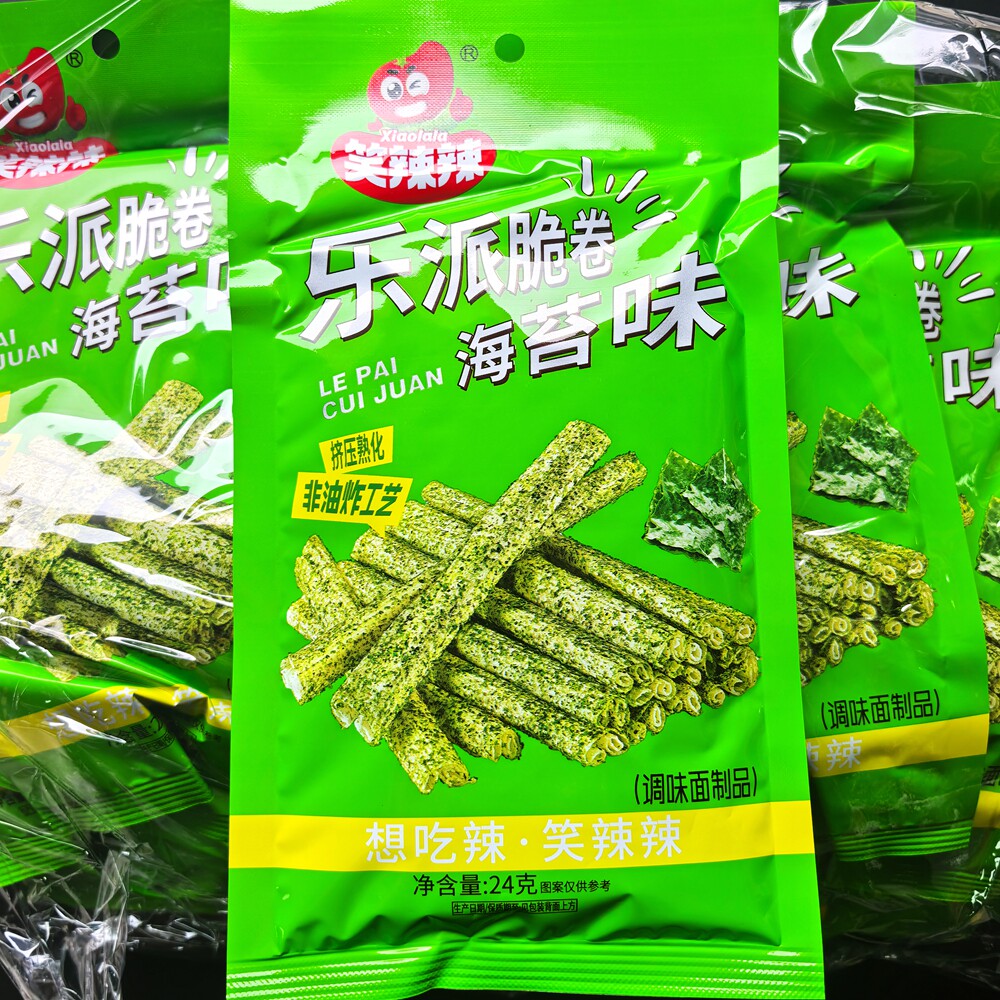 笑辣辣乐派脆卷24克大包海苔辣条海苔碎脆卷解馋追剧休闲出游零食