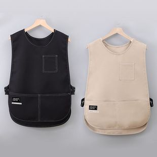 马甲式 围裙防水防油厨房家用咖啡师餐饮店工作服坎肩定制logo印字