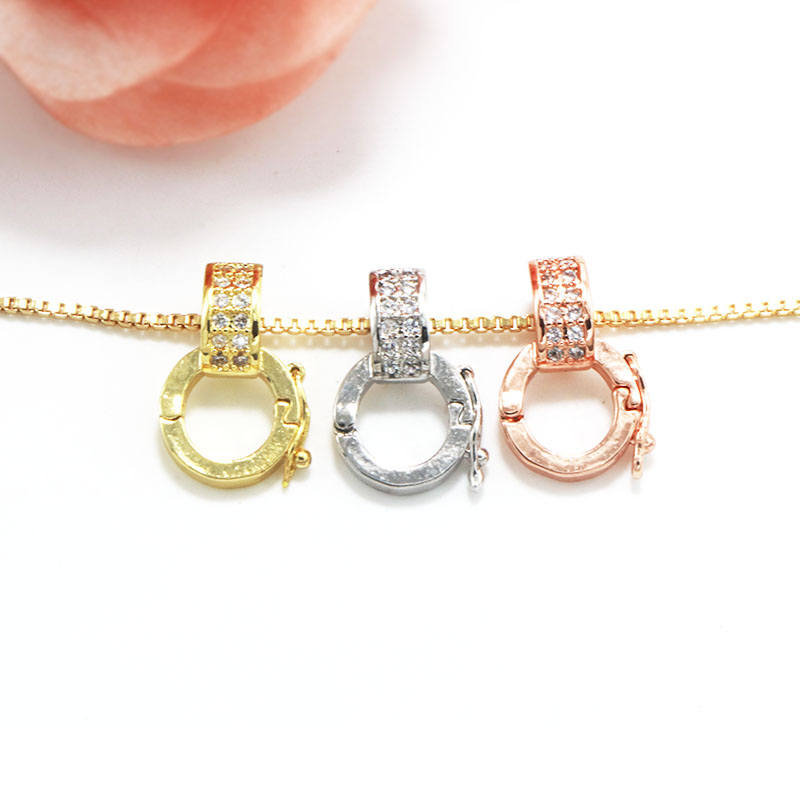 万能扣头 吊坠玉翡翠夹扣 蜜蜡扣子18k金项链挂绳链接扣配件diy