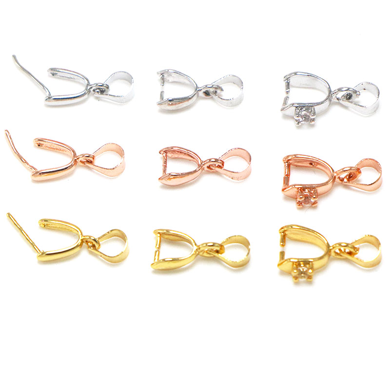 DIY配件925半银镀金翡翠吊坠扣头