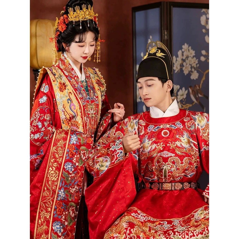 【出租】桃花序金玉良缘明制婚服汉服圆领袍马面裙汉式男女款情侣