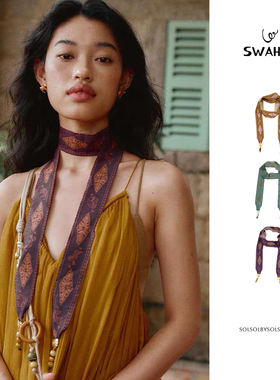 SWAHILL斯瓦山丘 设计师26新款复古高级感麻织丝巾项链 SOLSOL
