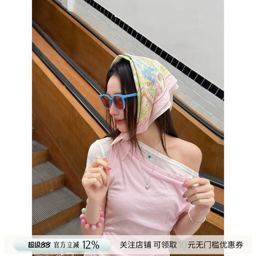 REREK手绘油画风棉感印花方巾
