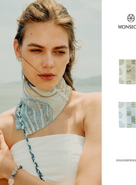 MONSECRET 26新款波西米亚印花头巾系脖轻薄沙滩贝壳方巾 SOLSOL