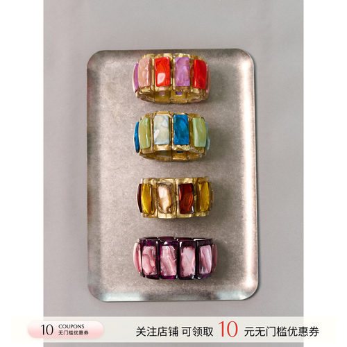 DOMINIQUE DENAIVE 26新款秋季 方形弹性莱卡手链  SOLSOL
