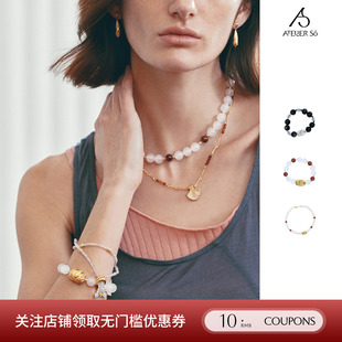 ATELIERSO 25新品白玛瑙黑曜石方糖天然水晶能量手链/项链SOLSOL