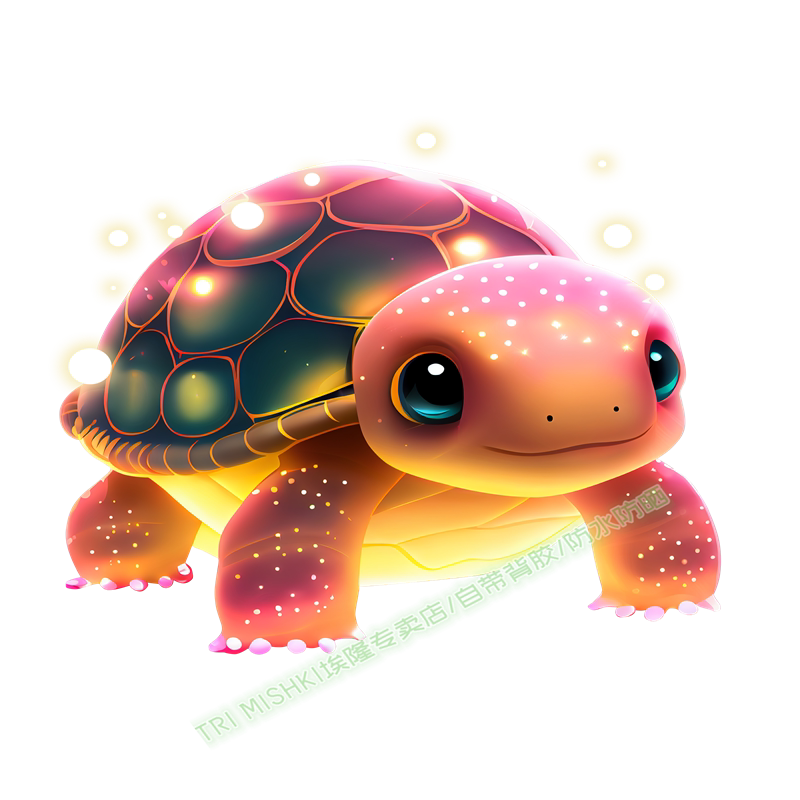 爆款治愈系彩色小海龟可爱贴纸冰箱厨房防水贴纸电脑行李箱自粘贴