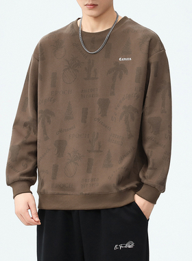 卫衣男2024新款秋冬款潮牌宽松圆领印花男士长袖t恤休闲百搭上衣