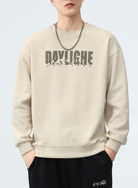 圆领卫衣男2024新款秋冬款重磅美式潮牌宽松休闲长袖上衣服男秋季