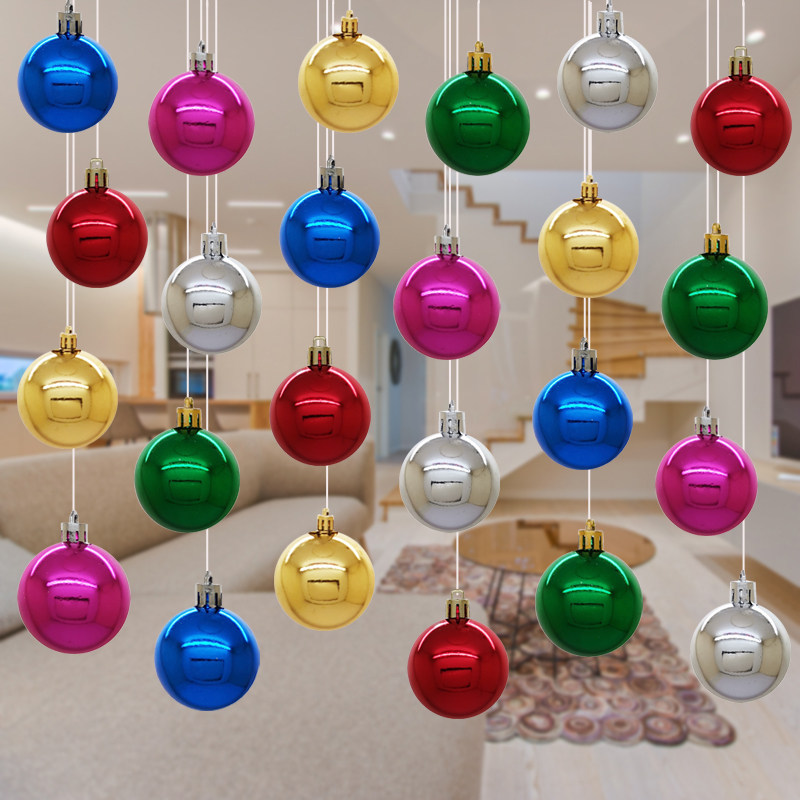 圣诞装饰球店铺橱窗挂饰吊顶吊饰挂件天花板空中布置电镀球彩圆球