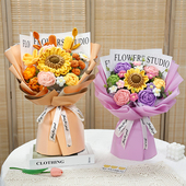 生日礼物针织玫瑰毛线花束仿真向日葵高级感手捧花成品送女友闺蜜