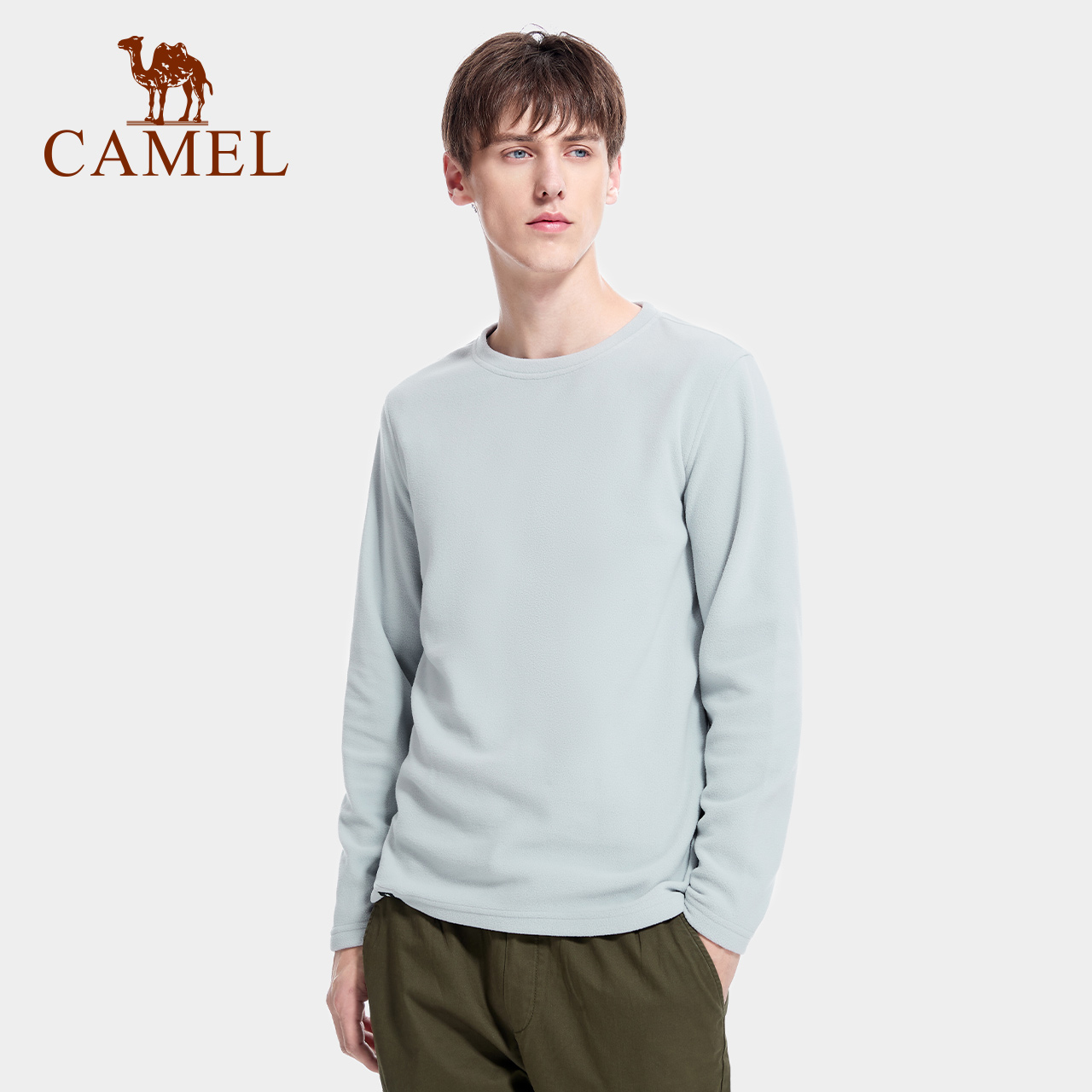 camel骆驼圆领抓绒衣男2023春季