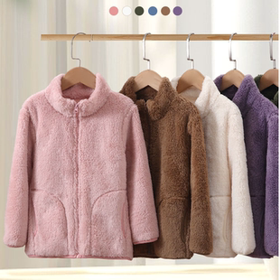 儿童舒棉绒外套秋冬加绒加厚男童女童轻便上衣学生小孩褂子口袋新