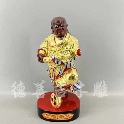 木雕法主公香樟木古典锦雕神像