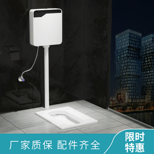 蹲便盆蹲厕 家用陶瓷蹲便器冲水箱整套卫生间防臭大便器厕所蹲坑式